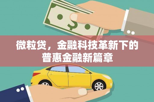 甘泉微粒贷，金融科技革新下的普惠金融新篇章